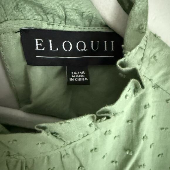 Eloquii Short Sleeve Mini Dress Tiered 14/16 Green Dot New - Picture 4 of 8